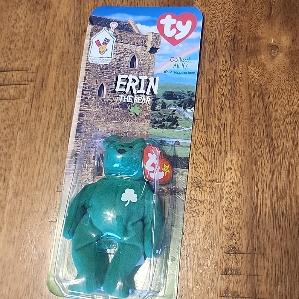 Erin The Bear TY Beanie Babies Collectible Rare Printing Errors "1993, Oakbrook"